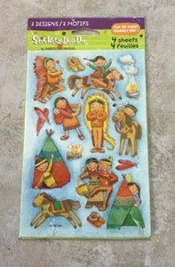 VINTAGE AMERICAN GREETINGS STICKETY DOO DA COWBOYS INDIANS 2 DESIGNS 4 SHEETS * - Picture 1 of 2
