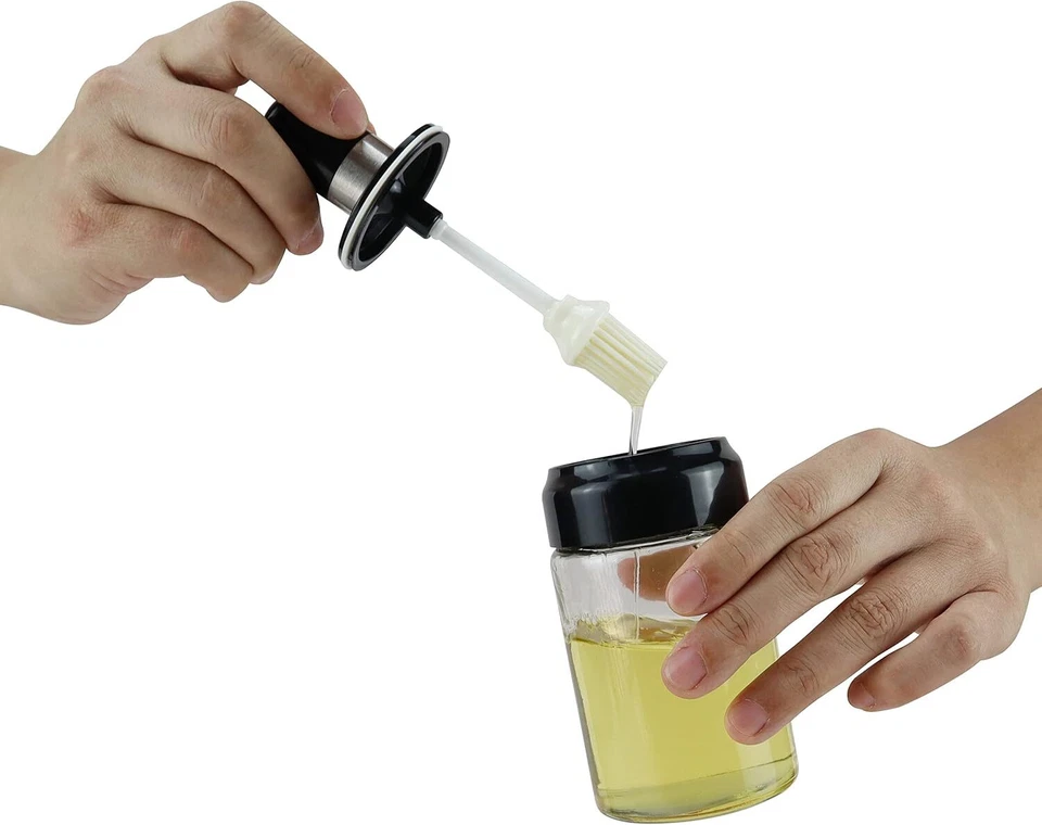 Oil Bottle Sauce/Oil Jar with Silicone Basting Brush for Cooking BBQ Kitchen - Image 1 of 4