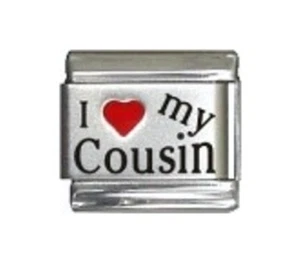 9mm Italian Charms L2 I (Red Heart) Love My Cousin Fits Classic Size bracelets - Picture 1 of 1