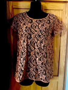 Ann Taylor Loft Lace Shirt Copper Color Size XS - Picture 1 of 5