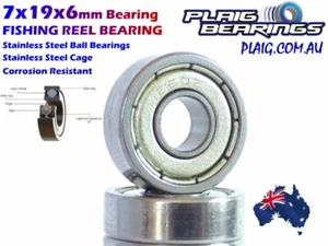 7x19x6mm Fishing Reel Bearing Stainless Steel - Corrosion Resistant - S607zz - Picture 1 of 2