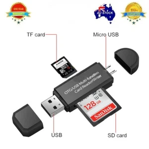 Micro USB OTG to USB 2.0 Adapter SD/Micro SD Card Reader For Smartphones/PC - Picture 1 of 6
