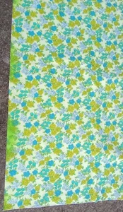 70s Fabric Remnant Scrap Cloth Material Quilt Vtg Floral Dyed Cotton Blend - Picture 1 of 12