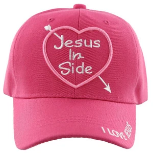¡NUEVO! JESÚS EN EL CORAZÓN LATERAL ME ENCANTA JESUCRISTO GORRA DE BOLA SOMBRERO ROSA INTENSO - Imagen 1 de 4