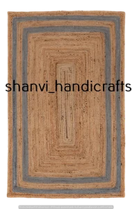 Indian Natural Jute Rectangle Indoor Floor Rug Home Decor Living Area Rag Rugs - Picture 1 of 8