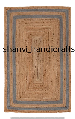 Indian Natural Jute Rectangle Indoor Floor Rug Home Decor Living Area Rag Rugs - Image 1 of 4