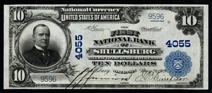 Banconota Banca Nazionale 1902 $10 Better SHULLSBURG, WI LARGE! Charter 4055 - Foto 1 di 2