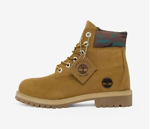 Timberland (GS) 6-Inch Premium Wheat/Camo Boot Unisex TB0A5NNA231 - Youth's Size
