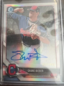 Shane Bieber 2018 Bowman Chrome Auto Refractor /499. RC MAKE AN OFFER - Picture 1 of 2