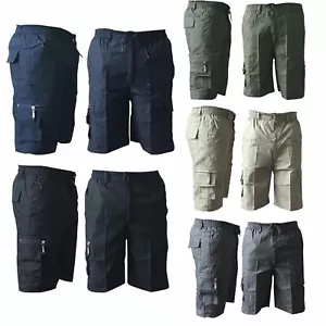 Liso elástico liso ligero 3/4 algodón cargo combate pantalones cortos nuevo - Imagen 1 de 8