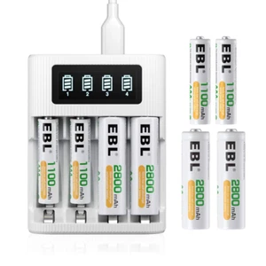 Pilas recargables EBL AA AAA (8 unidades) con cargador - Picture 1 of 12
