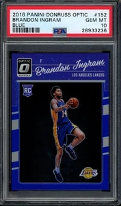 2016 Donruss Optic #152 Brandon Ingram Rookie BLU holo /49 PSA 10 gemme ottime condizioni RC - Foto 1 di 2