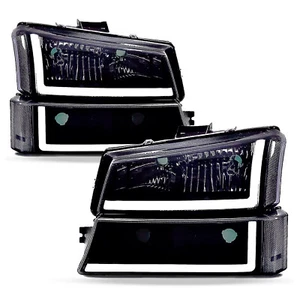 Smoke LED DRL Headlights For 2003-2006 Chevy Silverado Avalanche Bumper Lamps - Picture 1 of 7