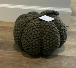 Pottery Barn Seedstitch KÜRBIS geformtes Kissen ERNTE dunkelbraun LODEN - Bild 1 von 3