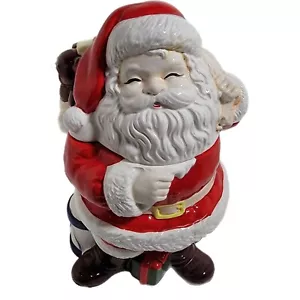 Vintage Christmas Cookie Jar Santa Claus Holiday Presents Cooks Bazaar - Picture 1 of 9
