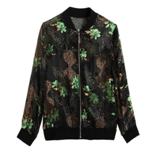 Lady Chiffon Coat Cropped Floral Jacket Tops Cardigan Bomber Blazer Top Retro - Picture 1 of 16