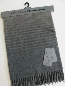 Marks & Spencer mens striped scarf merino wool light mid dark grey NEW M&S - Picture 1 of 6