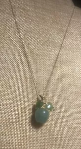 Vintage 14K Gelbgold Jade Apfel Design 1,25" Anhänger 18" 14k G Füllung Kette - Bild 1 von 12