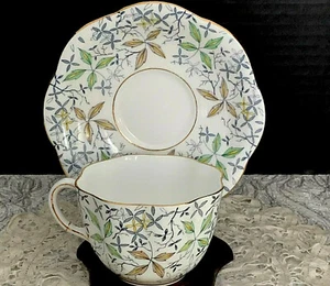 Bone China Cup Saucer 1940s VTG Taylor Kent Longton Scalloped Edge England - Picture 1 of 8