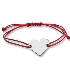 Braccialetto filo rosso del destino con cuore in argento 925 - Foto 1 di 3