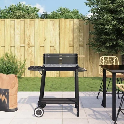 Barbecue a Carbonella con Ruote in Acciaio Nero vidaXL - Immagine 1 di 4
