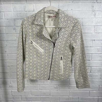 Chaqueta Moto Dolan Anthropologie Mujer S Encaje Ojales Cremallera Frontal Boho Romántica Foto 1 de 4
