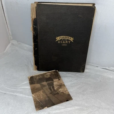 1910 Full Size  STANDARD DIARY W/daily  Entries Until June 10th Atis J Russell Foto 1 de 4