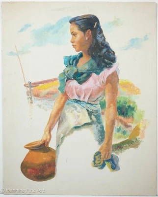 Stunning Painting of South East Asian Beauty, Female Portrait Illustration, Fine - Image 1 of 4