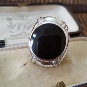 925 Sterling Silver Men's Ring, Genuine Onyx Ring, Size N.5 US 7, Signet Ring - Picture 1 of 9