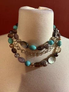 Collar para mujer Premier Designs de 3 capas colorido con cuentas tono plata - Imagen 1 de 5