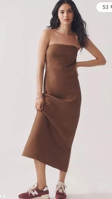 anthropologie The Tilda Linen Slip Dress Size XS In Brown  - Image 1 of 4