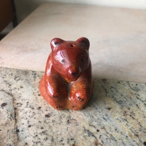 Lovely Vintage Ceramic Pottery Glazed Brown / Red Bear Figurine - Picture 1 of 16