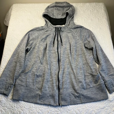 Chaqueta deportiva gris Danskin Now Plus 3X (22W-24W) bolsillos con cremallera completa para mujer Foto 1 de 4