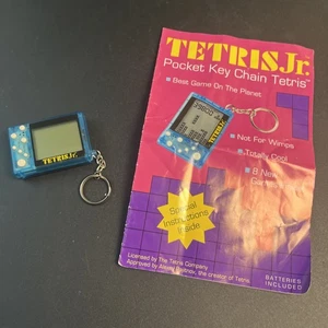 TETRIS Jr Blue Pocket KeyChain Mini Handheld Game Vtg 1996 Parts Repair - Picture 1 of 6