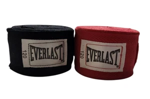 Everlast Boxing Glove Hand Wraps Solid Black & Red 120 - Picture 1 of 6