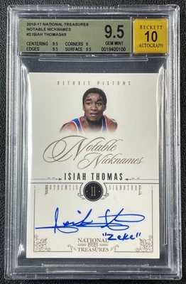 ISIAH THOMAS BGS 9.5 2010 NATIONAL TREASURES 2 NOTABLE NICKNAMES "ZEKE" AUTO /49 - Image 1 of 2
