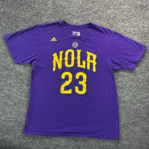 Anthony Davis 23 Shirt L NOLA Adidas NBA Purple Gold New Orleans Pelicans Tee - Picture 1 of 5