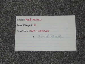 Ford Mullen Hand Signed Autograph Index Philadelphia Phillies (Both Sides) 1944 - Picture 1 of 2