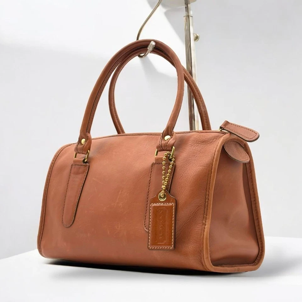 Bolso de Mano COACH Bolso Boston Cuero Camel Dorado Herrajes De Colección De Japón Foto 1 de 1