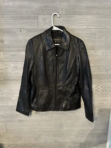 Banana Republic Vintage Soft Genuine Leather Jacket Black Medium, Made In Korea - Picture 1 of 8