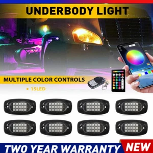 8pcs RGB LED Rock Lights Pod Offroad Truck Boat Lamp Under Glow Remote Univerasl - Picture 1 of 13