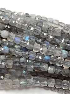 high quality Natural Blue Gray Labradorite Cube Square Beads 15.5" Strand - Picture 1 of 6