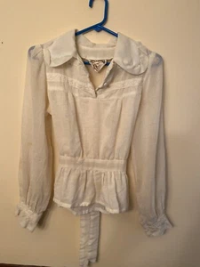 VTG Women's S Lace Jessica's Gunnies Long Sleeve Shirt Blouse Prairie Exc++++ - Picture 1 of 3