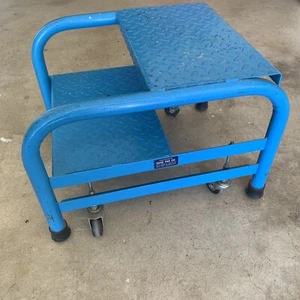 Wire Fab 2 Step Rolling Ladder Heavy Duty Steel Warehouse Shop Office 16x20x14 - Picture 1 of 9