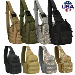 Men Backpack Molle Tactical Sling Chest Pack Shoulder Bag Hiking Travel Outdoor - Picture 1 of 33