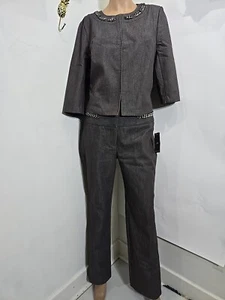 New York Co donna taglia 6 marrone giacca abito pantaloni tuta - Foto 1 di 12