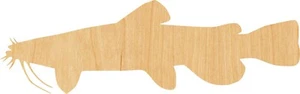 Catfish Laser Cut Out Wood Shape Craft Supply - Woodcraft Cutout - Picture 1 of 1