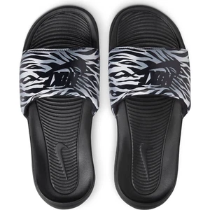 Nike Women Size 7 M B Victori One Print sandals Slides Black Metallic Silver New - Picture 1 of 6
