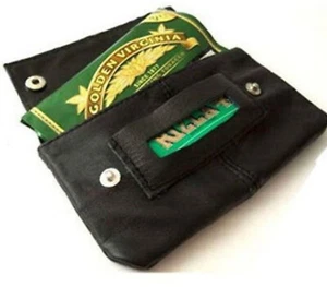 Leder Tabakbeutel Organizer mit Platz für Geld Schwarz ML1199 - Bild 1 von 7