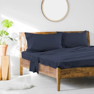 Ardor Queen Bed Fitted Sheet Set w/Pillowcases 1000TC Cotton Rich Midnight NVY - Picture 1 of 3